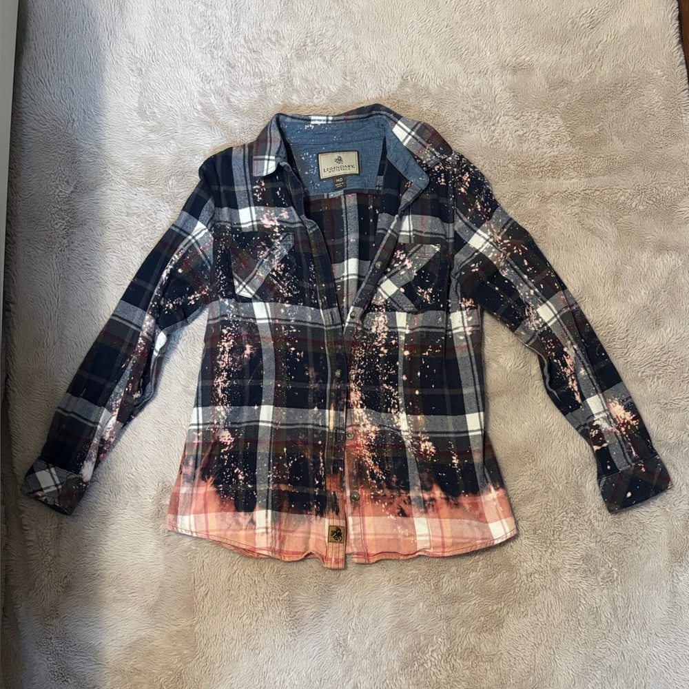 Legendary Whitetails Multicolored Flannel Button Up with Bleach Design